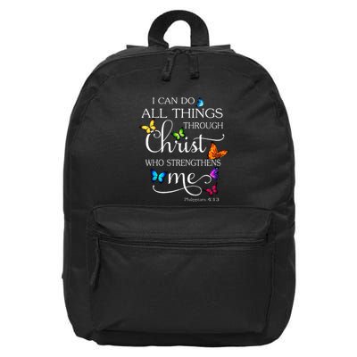 I Can Do All Things Through Christ Butterfly Art Religious 16 in Basic Backpack