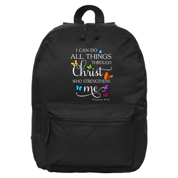 I Can Do All Things Through Christ Butterfly Art Religious 16 in Basic Backpack