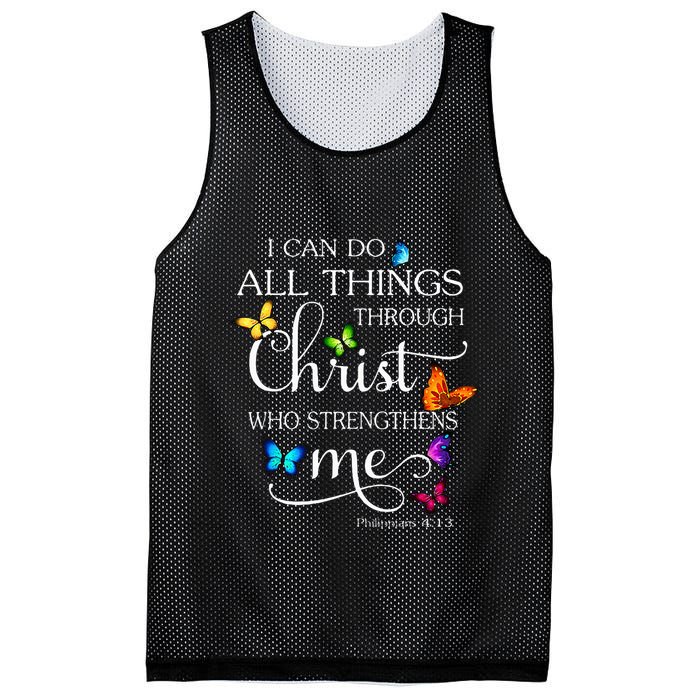 I Can Do All Things Through Christ Butterfly Art Religious Mesh Reversible Basketball Jersey Tank