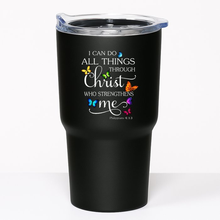 I Can Do All Things Through Christ Butterfly Art Religious Tumbler