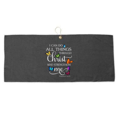 I Can Do All Things Through Christ Butterfly Art Religious Large Microfiber Waffle Golf Towel