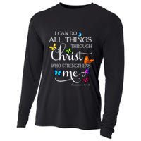 I Can Do All Things Through Christ Butterfly Art Religious Cooling Performance Long Sleeve Crew