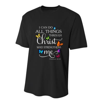 I Can Do All Things Through Christ Butterfly Art Religious Youth Performance Sprint T-Shirt