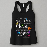 I Can Do All Things Through Christ Butterfly Art Religious Womens Tank Top