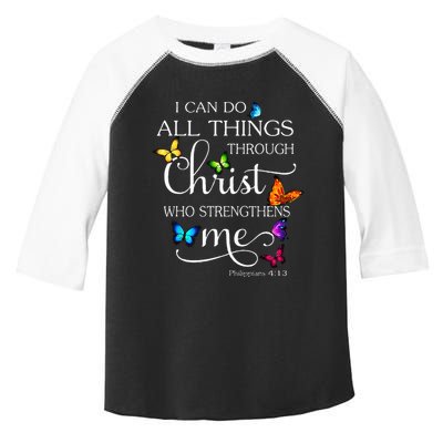 I Can Do All Things Through Christ Butterfly Art Religious Toddler Fine Jersey T-Shirt