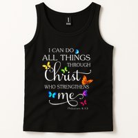 I Can Do All Things Through Christ Butterfly Art Religious Tank Top