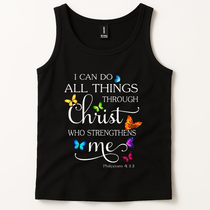 I Can Do All Things Through Christ Butterfly Art Religious Tank Top
