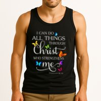 I Can Do All Things Through Christ Butterfly Art Religious Tank Top