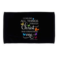 I Can Do All Things Through Christ Butterfly Art Religious Microfiber Hand Towel