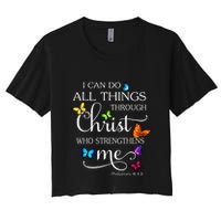 I Can Do All Things Through Christ Butterfly Art Religious Crop Top
