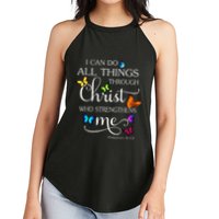 I Can Do All Things Through Christ Butterfly Art Religious Women's Perfect Tri Rocker Tank