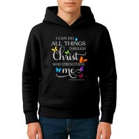 I Can Do All Things Through Christ Butterfly Art Religious Kids Hoodie