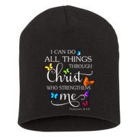 I Can Do All Things Through Christ Butterfly Art Religious Short Acrylic Beanie