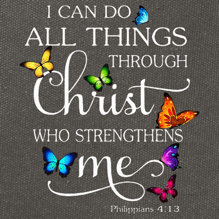 I Can Do All Things Through Christ Butterfly Art Religious Cotton Canvas Backpack