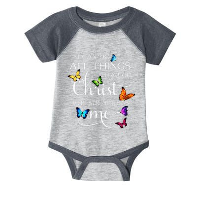 I Can Do All Things Through Christ Butterfly Art Religious Infant Baby Jersey Bodysuit