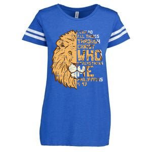 I Can Do Things Through Christ Lion Philippians 413 Gift Enza Ladies Jersey Football T-Shirt