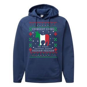 Italian Christmas Donkey Italy Ugly Christmas Performance Fleece Hoodie