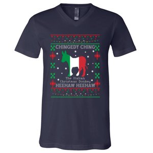 Italian Christmas Donkey Italy Ugly Christmas V-Neck T-Shirt