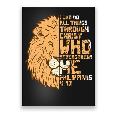 I Can Do Things Through Christ Lion Philippians 413 Gift Poster