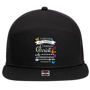 I Can Do All Things Through Christ Butterfly Art Religion Gift 7 Panel Mesh Trucker Snapback Hat