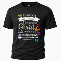 I Can Do All Things Through Christ Butterfly Art Religion Gift Cooling Performance Crew T-Shirt