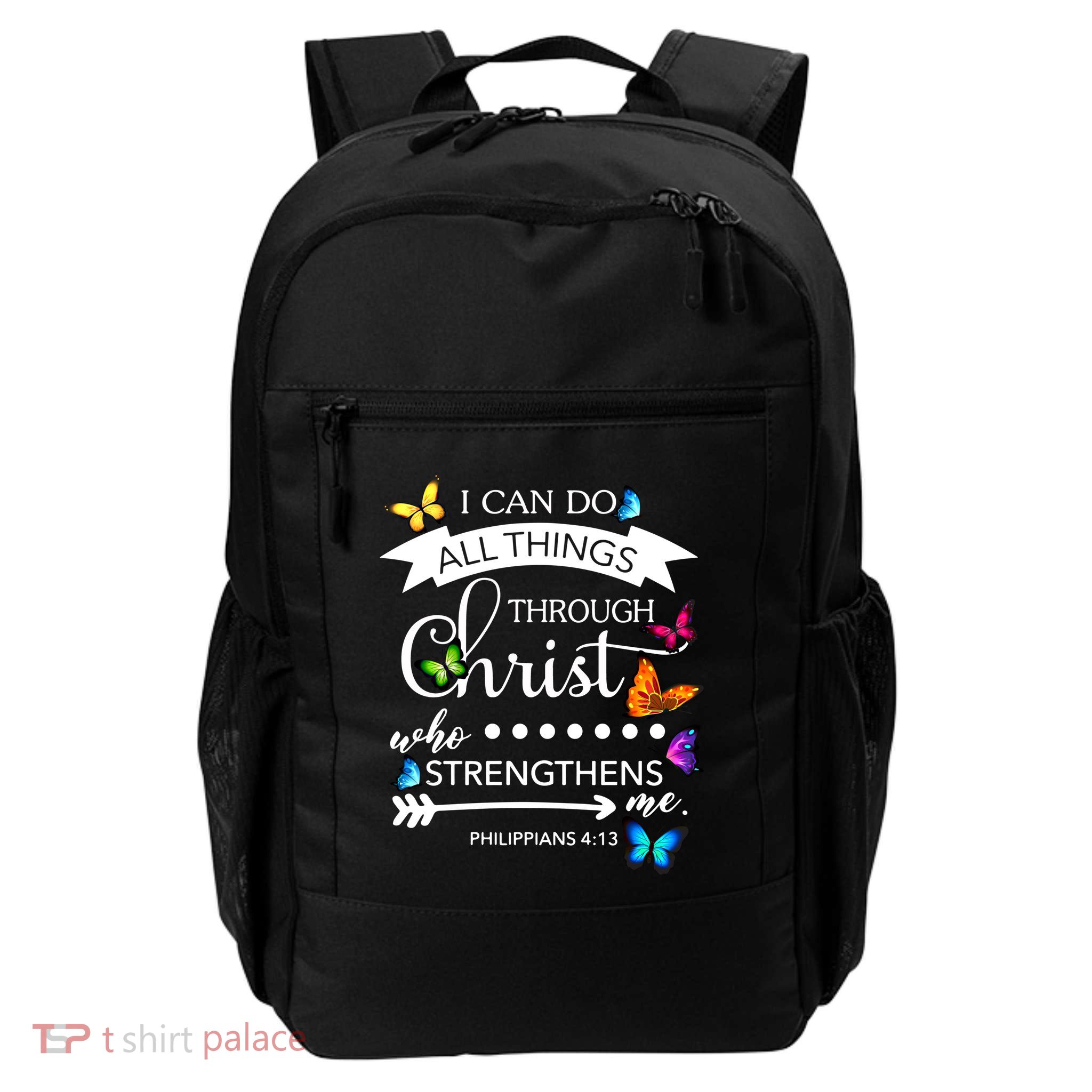 I Can Do All Things Through Christ Butterfly Art Religion Gift Backpack