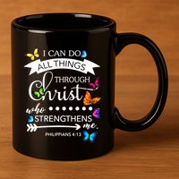 I Can Do All Things Through Christ Butterfly Art Religion Gift 11oz C Handle Ceramic Mug