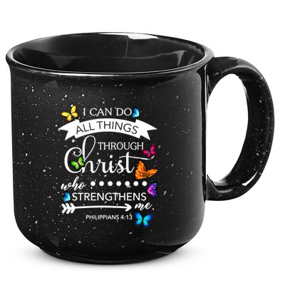 I Can Do All Things Through Christ Butterfly Art Religion Gift 15oz Campfire Ceramic Mug