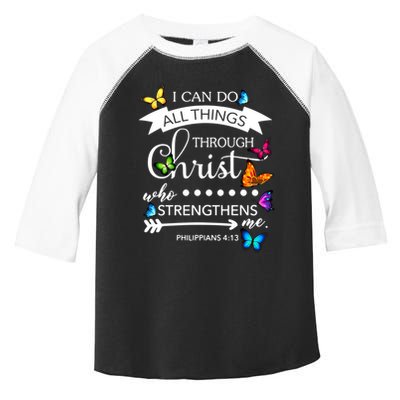 I Can Do All Things Through Christ Butterfly Art Religion Gift Toddler Fine Jersey T-Shirt