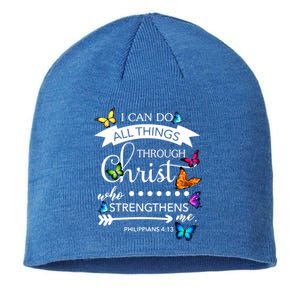 I Can Do All Things Through Christ Butterfly Art Religion Gift Sustainable Beanie