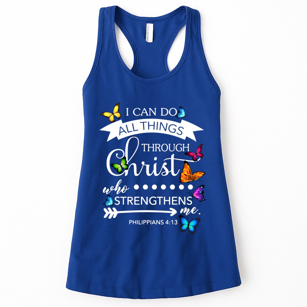 I Can Do All Things Through Christ Butterfly Art Religion Gift Womens Tank Top