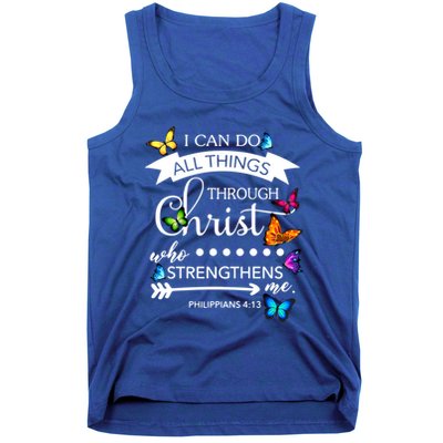 I Can Do All Things Through Christ Butterfly Art Religion Gift Tank Top