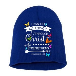 I Can Do All Things Through Christ Butterfly Art Religion Gift Short Acrylic Beanie