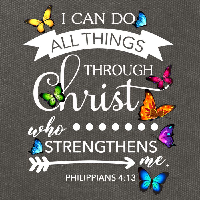 I Can Do All Things Through Christ Butterfly Art Religion Gift Cotton Canvas Backpack