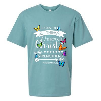 I Can Do All Things Through Christ Butterfly Art Religion Gift Sueded Cloud Jersey T-Shirt