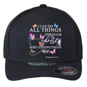 I Can Do All Things Through Christ Butterfly Art Religious TShirt Flexfit Unipanel Trucker Cap