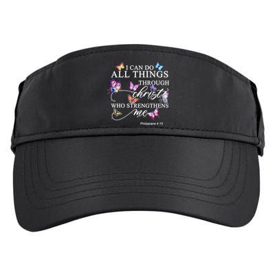 I Can Do All Things Through Christ Butterfly Art Religious TShirt Adult Drive Performance Visor