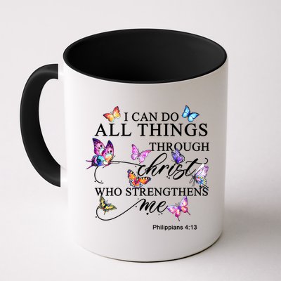 I Can Do All Things Through Christ Butterfly Art Religious TShirt Mug