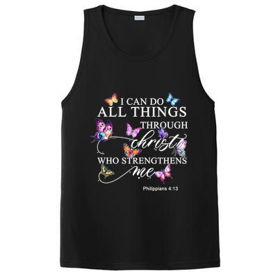 I Can Do All Things Through Christ Butterfly Art Religious TShirt PosiCharge Competitor Tank