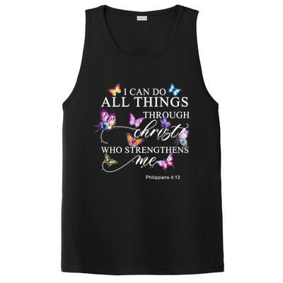 I Can Do All Things Through Christ Butterfly Art Religious TShirt PosiCharge Competitor Tank