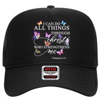 I Can Do All Things Through Christ Butterfly Art Religious TShirt Trucker Hat