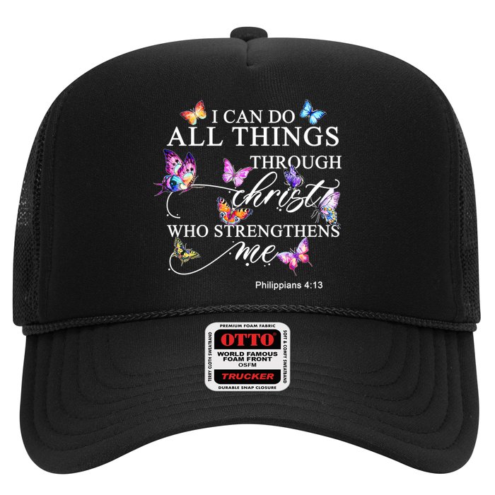 I Can Do All Things Through Christ Butterfly Art Religious TShirt Trucker Hat