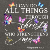 I Can Do All Things Through Christ Butterfly Art Religious TShirt Cotton Canvas Backpack