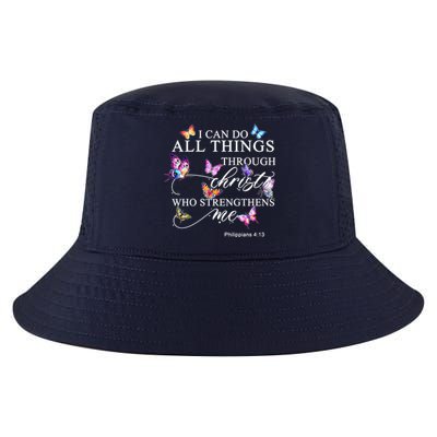 I Can Do All Things Through Christ Butterfly Art Religious TShirt Cool Comfort Performance Bucket Hat