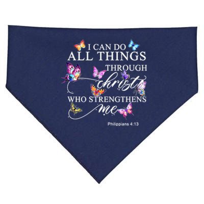 I Can Do All Things Through Christ Butterfly Art Religious TShirt USA-Made Doggie Bandana