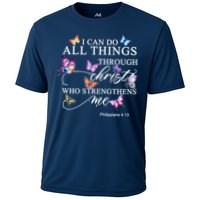 I Can Do All Things Through Christ Butterfly Art Religious TShirt Performance Shirt