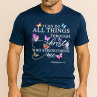 I Can Do All Things Through Christ Butterfly Art Religious TShirt Performance Shirt