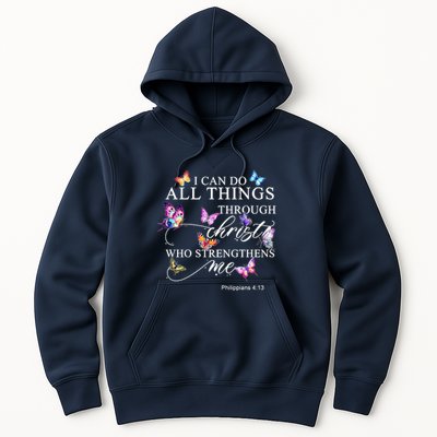 I Can Do All Things Through Christ Butterfly Art Religious TShirt Hoodie