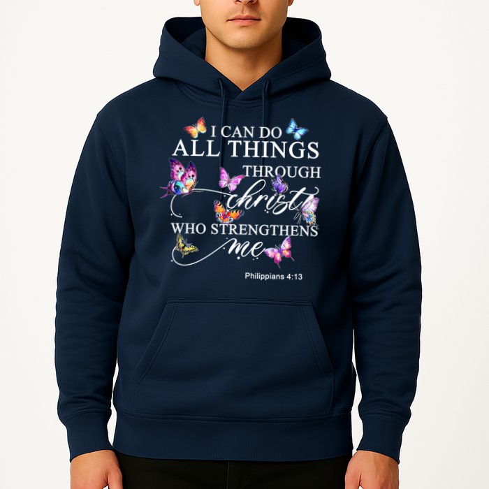 I Can Do All Things Through Christ Butterfly Art Religious TShirt Hoodie