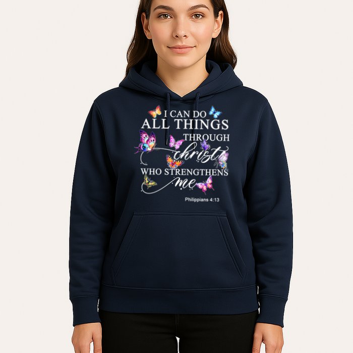 I Can Do All Things Through Christ Butterfly Art Religious TShirt Hoodie